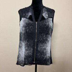 AKIRA Chicago Black Label Shirt Womens Medium Black Sheer Zip Tunic Grunge Punk